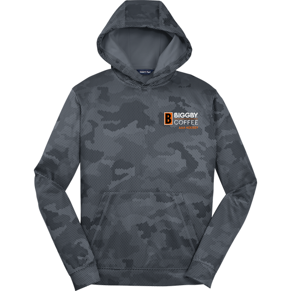 Biggby Coffee AAA Youth Sport-Wick CamoHex Fleece Hooded Pullover