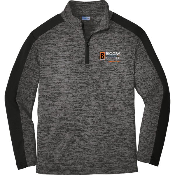Biggby Coffee AAA Youth PosiCharge  Electric Heather Colorblock 1/4-Zip Pullover