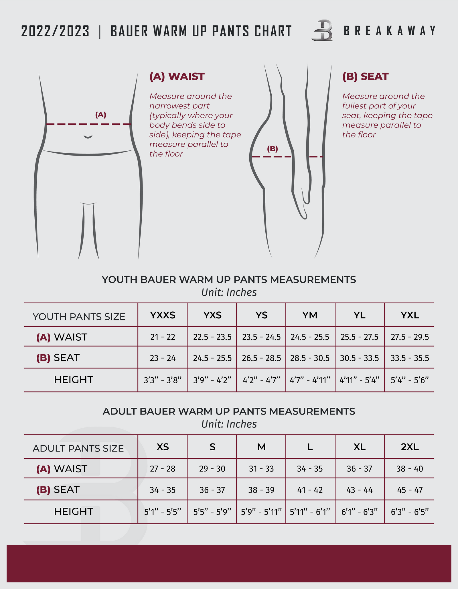 Bauer warm up pants sizing discount